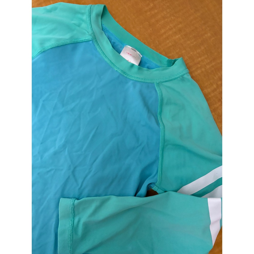 Hanna Andersson Kids Rash Guard Blue Aqua Colorblock Long Sleeve Swim Top Size 5
